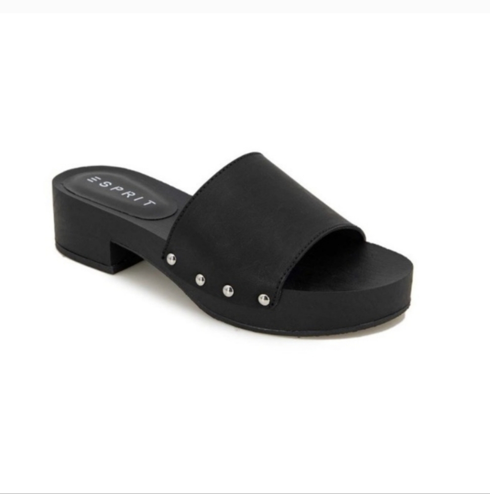 ESPRIT Black Studded Chunky Caylee Slide Clogs Women’s Size 7.5 New